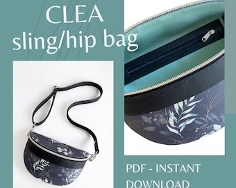 Fanny pack sewing pattern - Clea sling / hip bag, bummbag, waist bag, 3 sizes - instant download sewing pattern in English