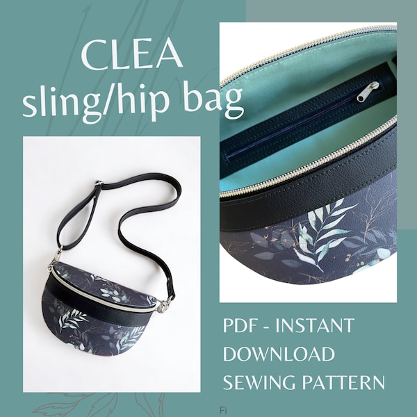 Fanny pack sewing pattern - Clea sling / hip bag, bummbag, waist bag, 3 sizes - instant download sewing pattern in English