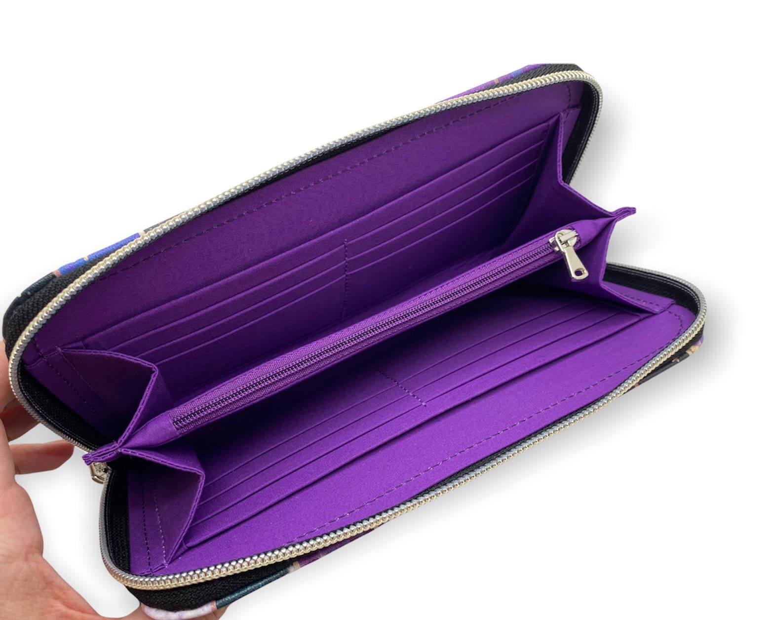 Women's Zip Around Wallet Faux Leather With Geometric Etsy