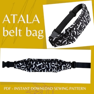 ATALA belt bag instant download sewing pattern in English, small belt bag for running, medical device carrier, travel document carrier