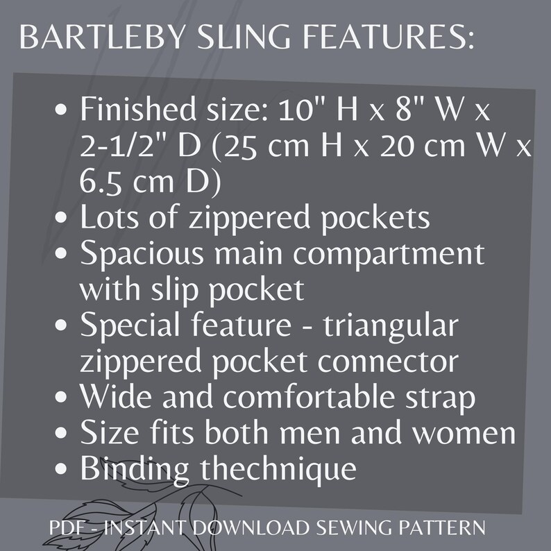 BARTLEBY SLING Sewing Pattern Instant Download Sewing Pattern in