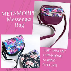 METAMORPH Messenger Bag sewing pattern - instant download sewing pattern in English, 2 in 1 pattern for messenger or cross-body style bag