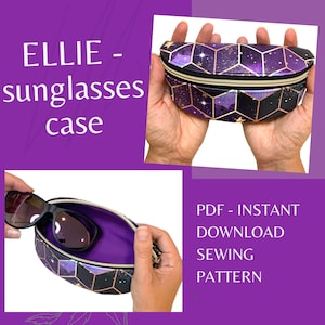 ELLIE sunglasses case sewing pattern - instant download sewing pattern with VIDEO link, sunglasses pouch, sewing pattern in English