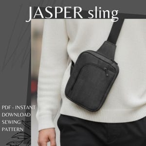 Modello di cucito JASPER SLING - modello di cucito scaricabile immediatamente in inglese, borsa a tracolla da uomo, borsa laterale, zaino, borsa frontale, borsa da viaggio