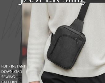 JASPER SLING-naaipatroon - direct download naaipatroon in het Engels, schoudertas voor heren, zijtas, rugzak, draagtas voor, reistas