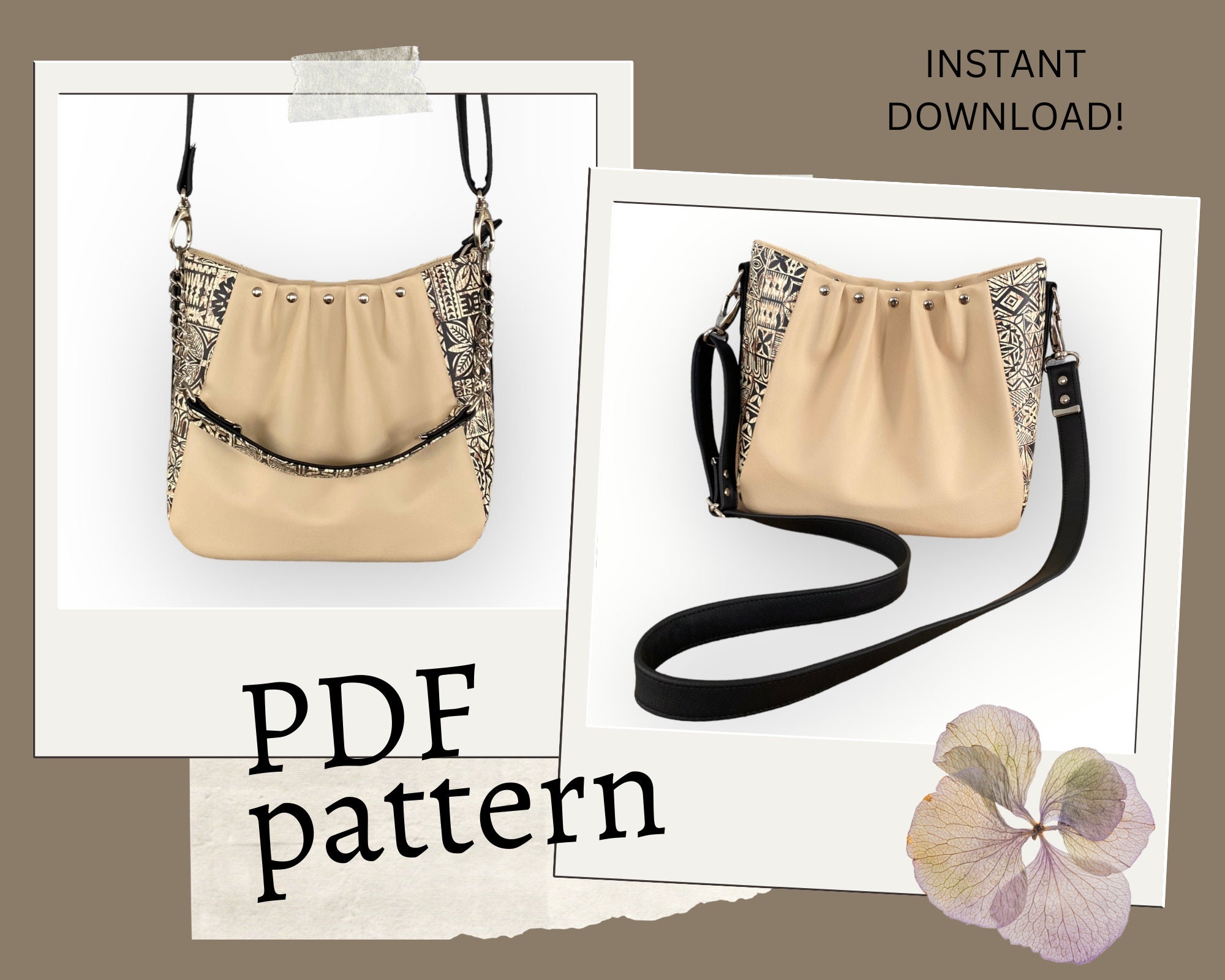 Leather bag pattern pattern bag sewing pattern PDF instant download ACC-45