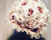 Skull flowers, bridal flowers, alternative wedding, goth wedding, themed wedding, rose gold bridal flowers, pastel goth