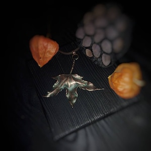 Elven jewellery Real leaf necklace Pearl shine pendant leaves pendant Electroforming jewelry Copper leaf Electroformed pendant Boho wedding