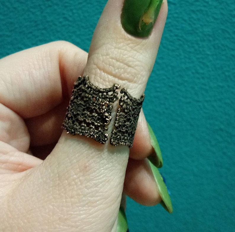 Electroformed lace copper ring Bohemian gothic statement Ring Magic witch ring Boho jewelry 7 Anniversary Gift for Her gifts Adjustable ring