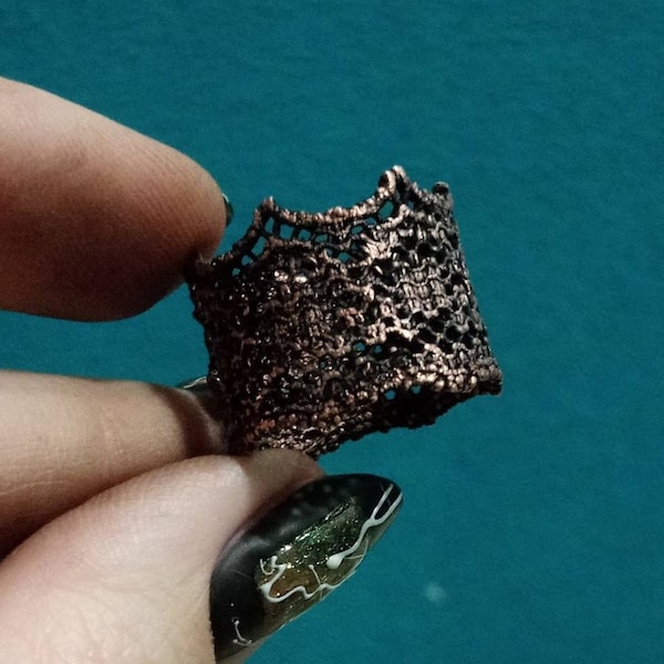 Electroformed lace copper ring Bohemian gothic statement Ring Magic witch ring Boho jewelry 7 Anniversary Gift for Her gifts Adjustable ring