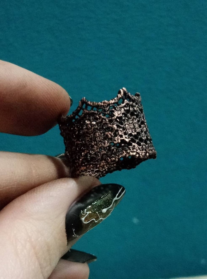 Electroformed lace copper ring Bohemian gothic statement Ring Magic witch ring Boho jewelry 7 Anniversary Gift for Her gifts Adjustable ring