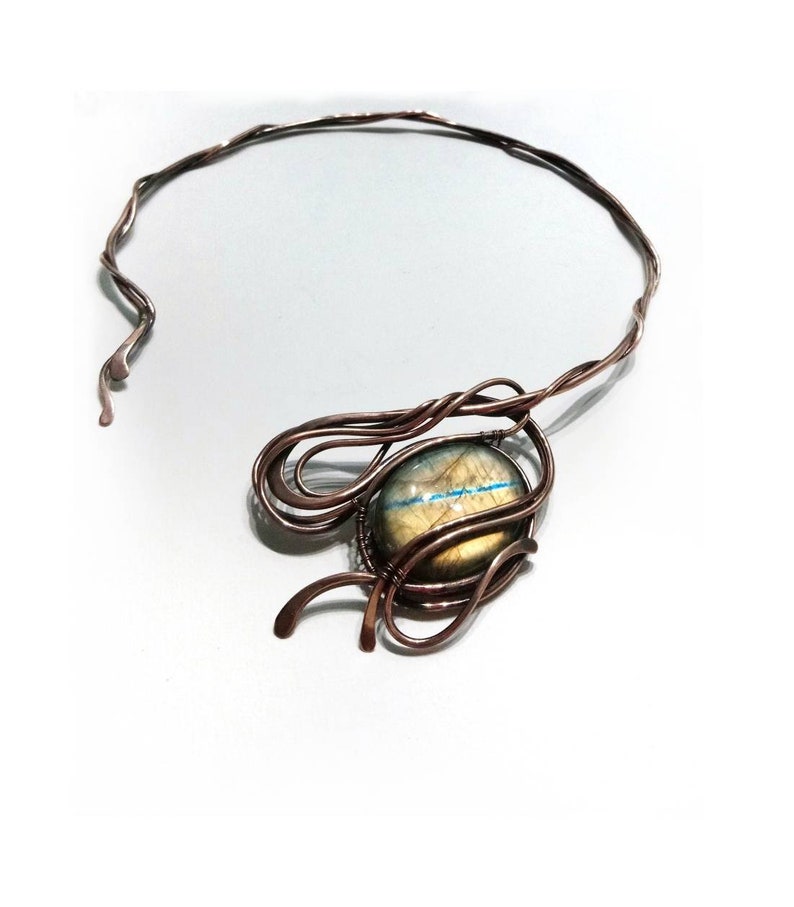 Open Choker Necklace Wire Wrapped Jewelry Wire Wrap Gemstone Etsy