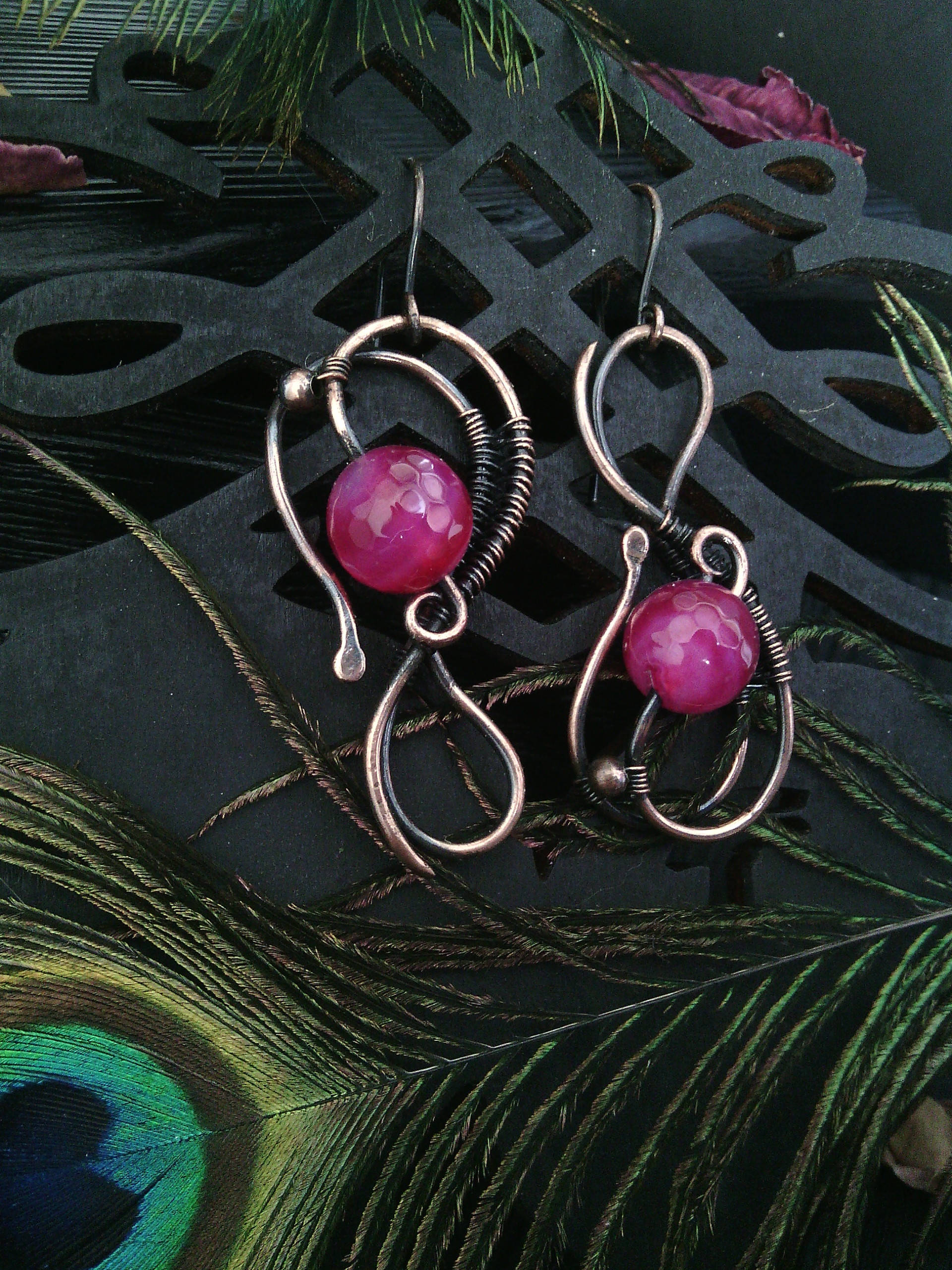 Agate Citrine Mismatched Heart Earrings