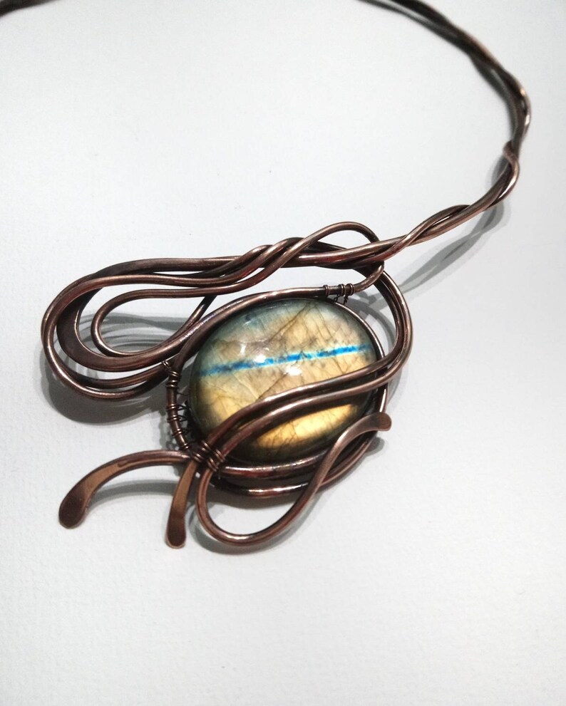 Open Choker Necklace Wire Wrapped Jewelry Wire Wrap Gemstone Etsy