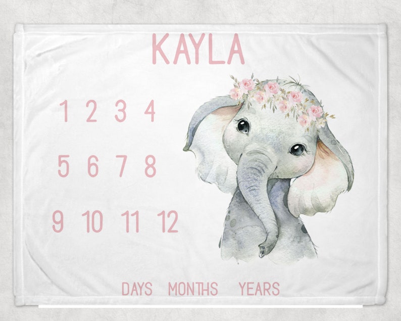 Elephant Milestone Blanket for Babies Monthly Pictures Etsy