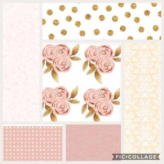 Blush Pink And Gold Rose Crib Bedding Set For Girl Etsy