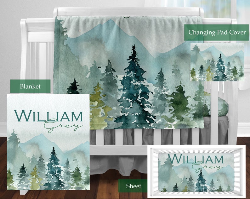Forest trees and mountains crib bedding set baby bedding in Etsy Italia