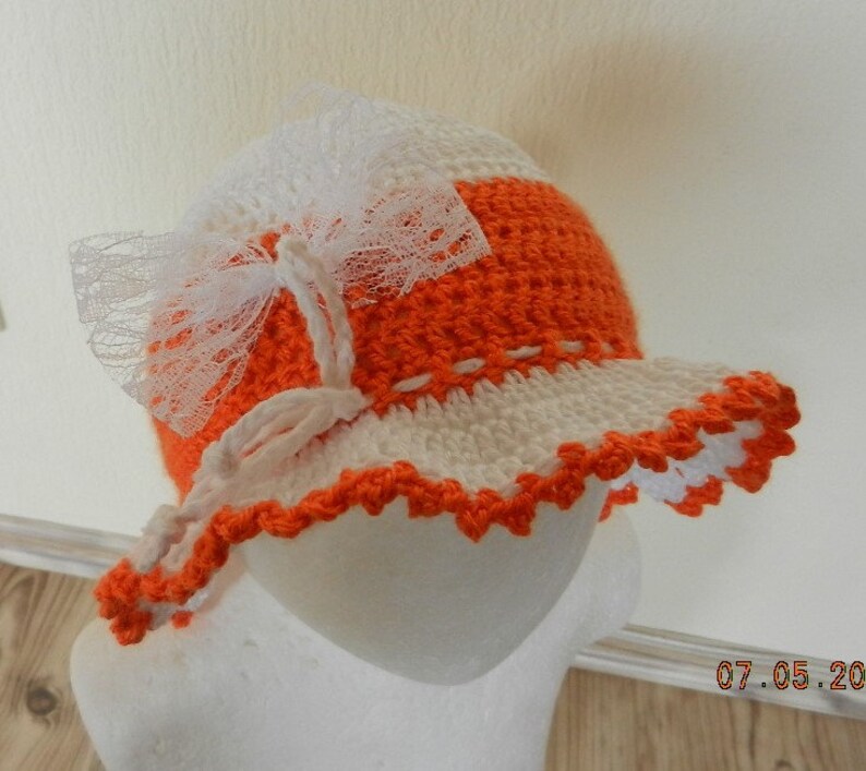 Casquette en crochet pour bébé Taille: 42-44 cm Circonférence de la tête image 2