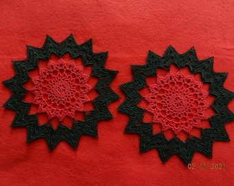 2 crocheted doilies 22 cm diameter