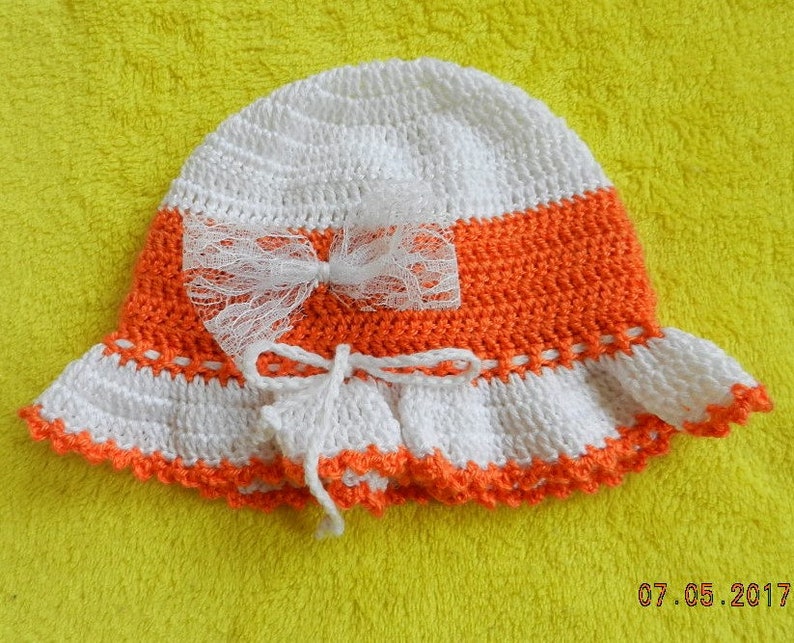 Baby crochet cap Size: 42-44 cm Head circumference image 1