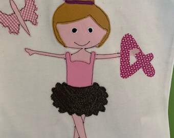 Geburtstagsshirt T-Shirt Applikation Ballerina Name personalsierbar ab Gr.92