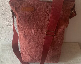 Schultertasche, Beuteltasche, tote bag , Umhängetasche, Chenille-Stoff, hochwertig, Einzelstück, Innentasche