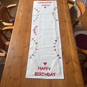 Table runner, birthday, decoration, table decoration, Happy Birthday, birthday party, children's birthday, appliqué, 43 x 132 cm