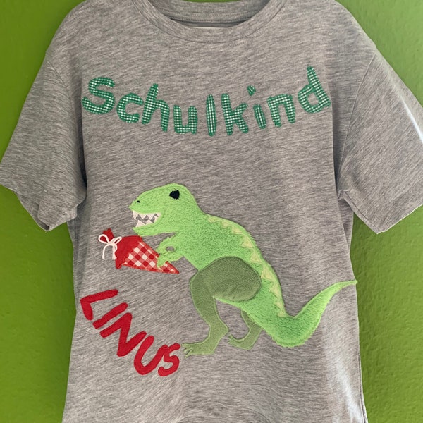 EinschulungsShirt T-Shirt school beginners T-REX/Dino application personalizable from size 116