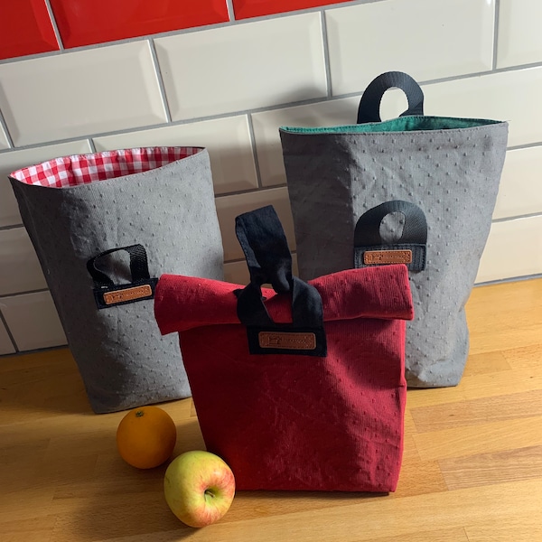 Lunchbag, gross,Snackbag, Frühstücksbeutel, Utensilo, kleine Tasche, Canvas, 2 Farben