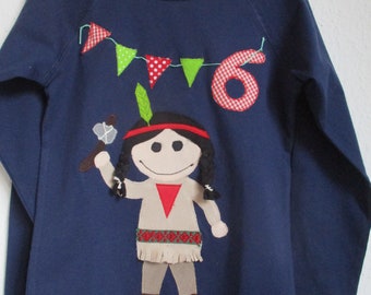 Geburtstagsshirt mit INDIANER-Applikation, ab Gr.92