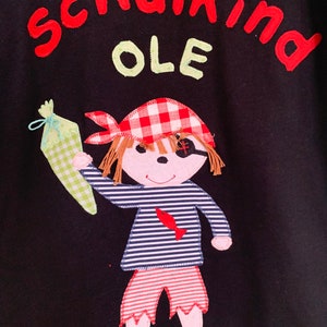 Applique chemise scolarisation PIRAT, cartable rentrée scolaire personnalisable, prénom à partir de la taille 122/128