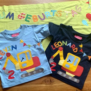Birthday shirt, T-shirt, appliqué, EXCAVATOR name, number, gift, from size 92