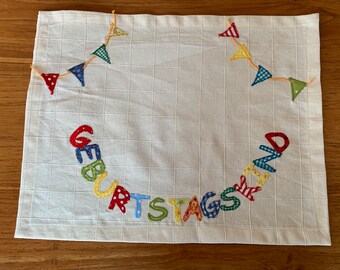 Placemat, birthday child, tablecloth, birthday, table runner, birthday decoration, garland, 2 sizes, ready to ship