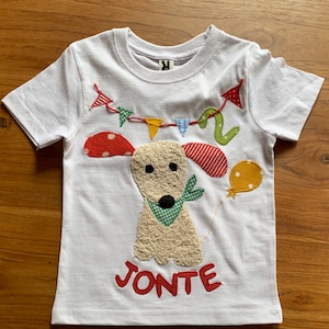 Birthday shirt with application DOG, customizable, name, number, from size 86