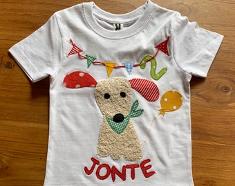 Birthday shirt with application DOG, customizable, name, number, from size 86