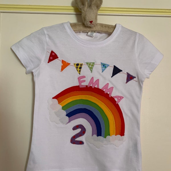 Namensshirt, Geburtstagsshirt, T-Shirt  Regenbogen, Namen, Geburtstagsgeschenk, Mädchen,  versch. Größen Farben