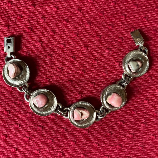 Schönes Vintage Armband rosa Natursteine