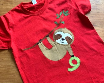 Birthday shirt, T-shirt sloth, motif shirt, name, birthday gift, girl, boy, different sizes, colors