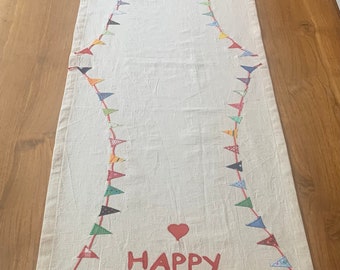 Table runner, birthday, decoration, table decoration, happy birthday, birthday party, children's birthday, applique, 45 x 140