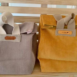Lunchbag aus Breitcord, L-XL, Snackbag, Cord, Frühstücksbeutel, Utensilo, kleine Tasche, 2 Farben, 2 Größen, versandfertig