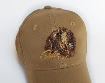 Wirehaired Pointing Griffon Hunting Hat: Olive Cotton Cap
