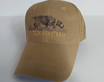 Deutsch Drahthaar Hunting Hat: Embroidered German Wirehaired Pointer Cap