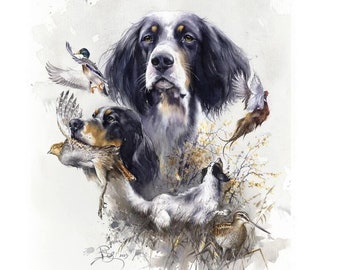 Poetry of bird hunting" Watercolor signed print by Valery Siurha