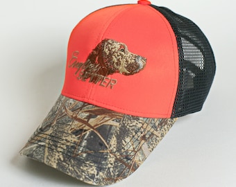 English Setter Hunting Hat: Orange Camo Dog Cap