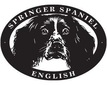 Targa in metallo con immagine di English Springer Spaniel: decorazione murale per cani, arredamento per la casa