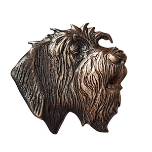 Wirehaired Pointing Griffon Bronze Pin: Hunting Dog Breed Badge