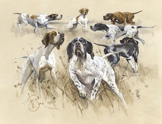 English Pointers Authors Signed Print English Pointer Art