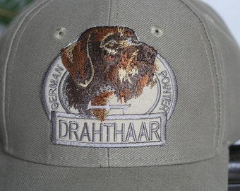 Deutsch Drahthaar Hunting Hat: Embroidered German Wirehaired Pointer Cap
