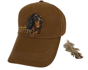 Embroidered Gordon Setter Cap: Brown Cotton Hunting Hat