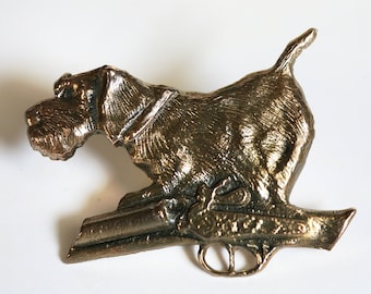Bronze German Wirehaired Pointer Pin: Drahthaar Hunting Dog Accessory
